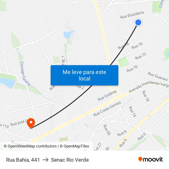 Rua Bahia, 441 to Senac Rio Verde map