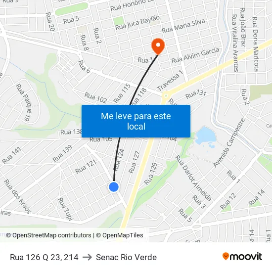 Rua 126 Q 23, 214 to Senac Rio Verde map