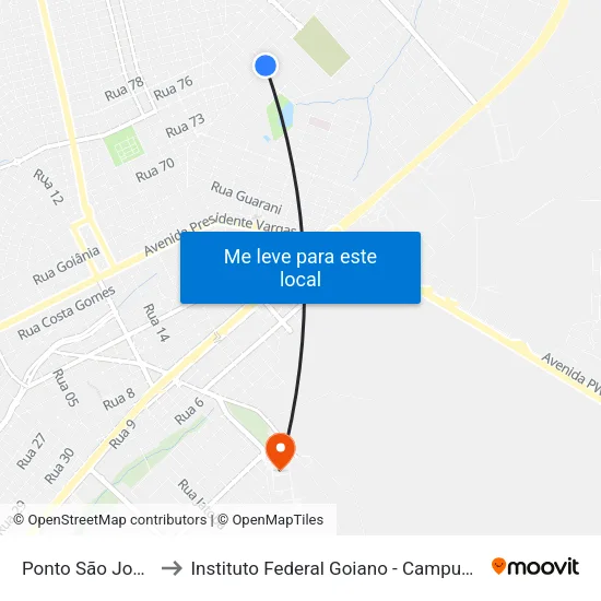 Ponto São Joaquim to Instituto Federal Goiano - Campus Rio Verde map