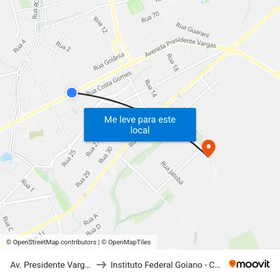 Av. Presidente Vargas - Drogasil to Instituto Federal Goiano - Campus Rio Verde map