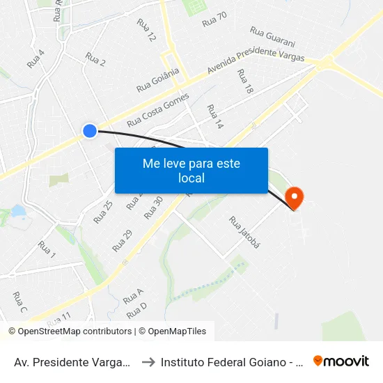 Av. Presidente Vargas - Igreja Batista to Instituto Federal Goiano - Campus Rio Verde map