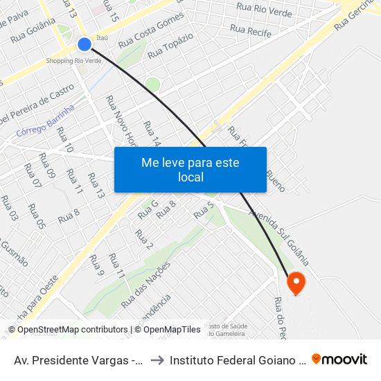 Av. Presidente Vargas - Próximo Ao Bretas to Instituto Federal Goiano - Campus Rio Verde map