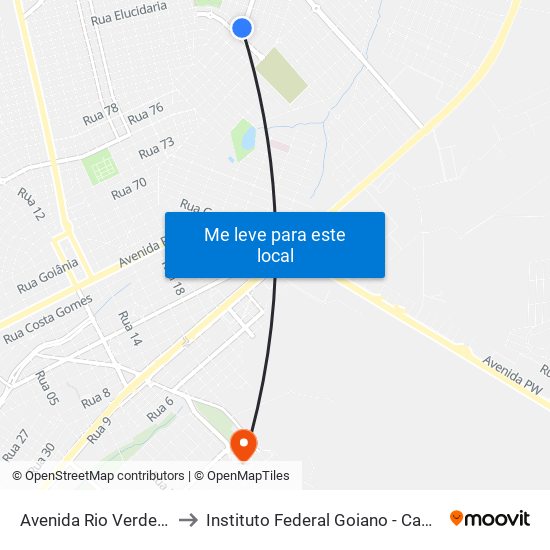 Avenida Rio Verde Q 44, 731 to Instituto Federal Goiano - Campus Rio Verde map