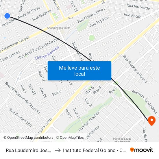 Rua Laudemiro José Bueno, 876 to Instituto Federal Goiano - Campus Rio Verde map
