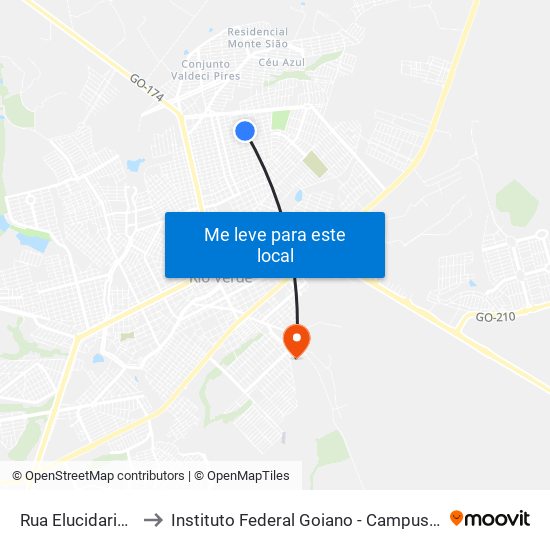 Rua Elucidaria, 911 to Instituto Federal Goiano - Campus Rio Verde map