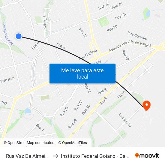 Rua Vaz De Almeida Q 8, 12 to Instituto Federal Goiano - Campus Rio Verde map