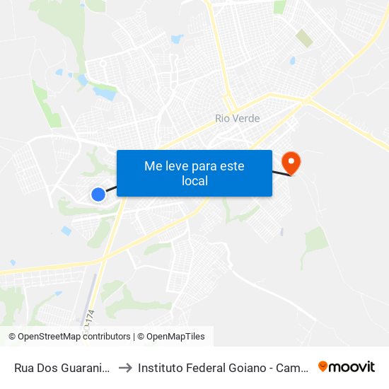 Rua Dos Guaranis Q 20, 9 to Instituto Federal Goiano - Campus Rio Verde map
