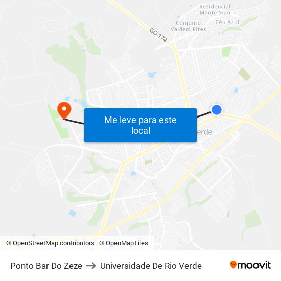 Ponto Bar Do Zeze to Universidade De Rio Verde map