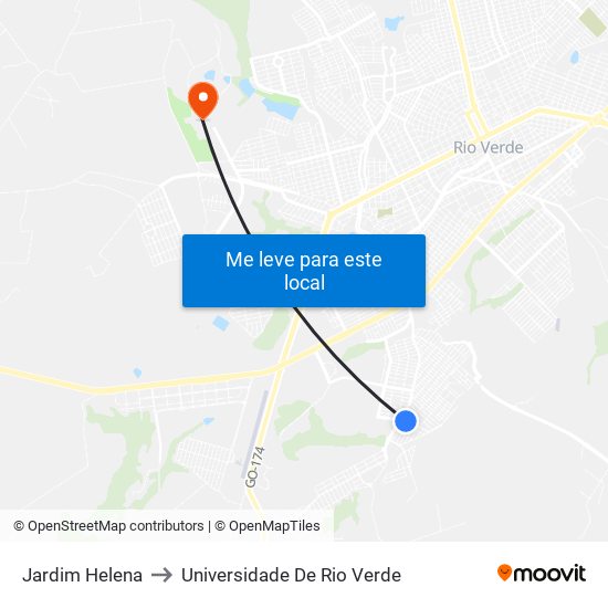 Jardim Helena to Universidade De Rio Verde map