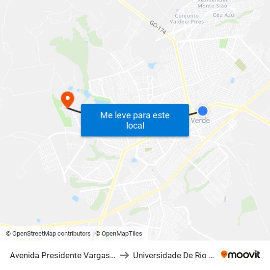Avenida Presidente Vargas, 2306 to Universidade De Rio Verde map