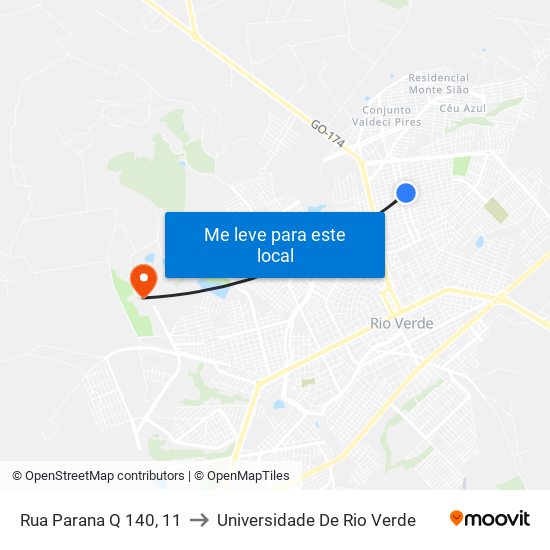 Rua Parana Q 140, 11 to Universidade De Rio Verde map
