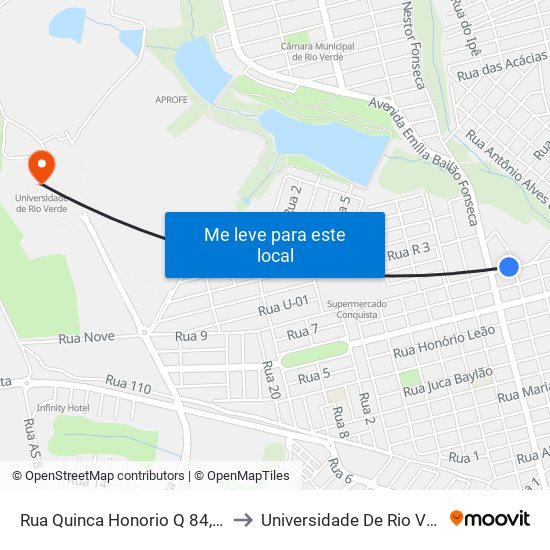 Rua Quinca Honorio Q 84, 331 to Universidade De Rio Verde map