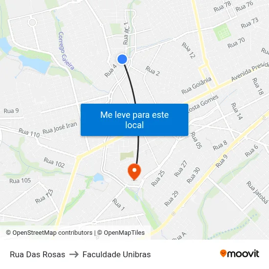 Rua Das Rosas to Faculdade Unibras map