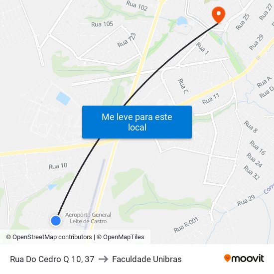 Rua Do Cedro Q 10, 37 to Faculdade Unibras map
