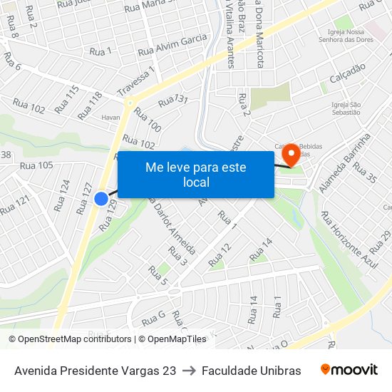 Avenida Presidente Vargas 23 to Faculdade Unibras map
