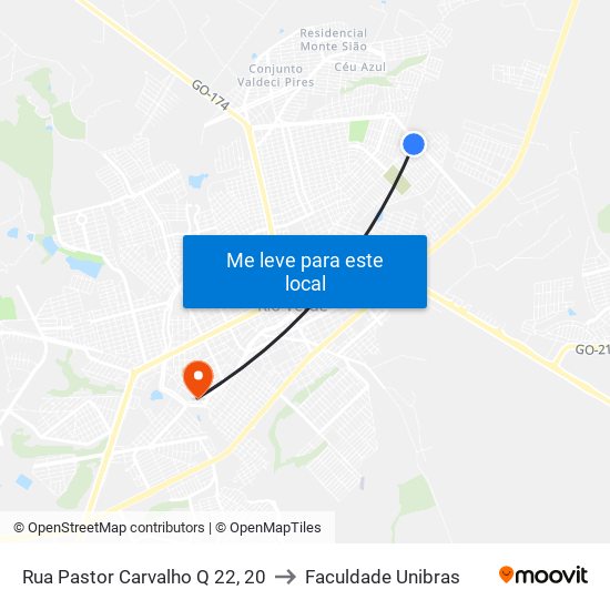 Rua Pastor Carvalho Q 22, 20 to Faculdade Unibras map
