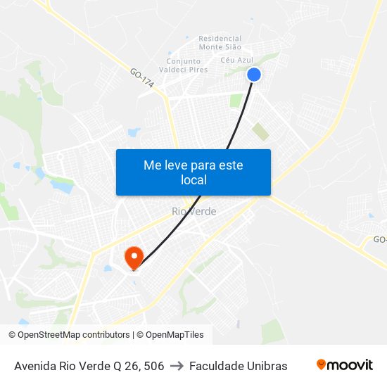 Avenida Rio Verde Q 26, 506 to Faculdade Unibras map