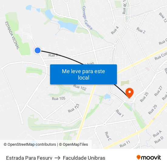 Estrada Para Fesurv to Faculdade Unibras map