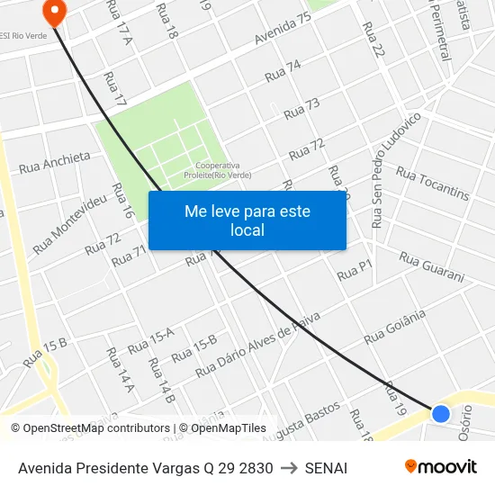 Avenida Presidente Vargas Q 29 2830 to SENAI map
