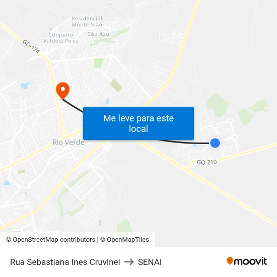 Rua Sebastiana Ines Cruvinel to SENAI map