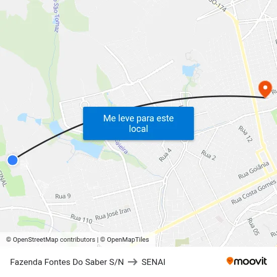 Fazenda Fontes Do Saber S/N to SENAI map