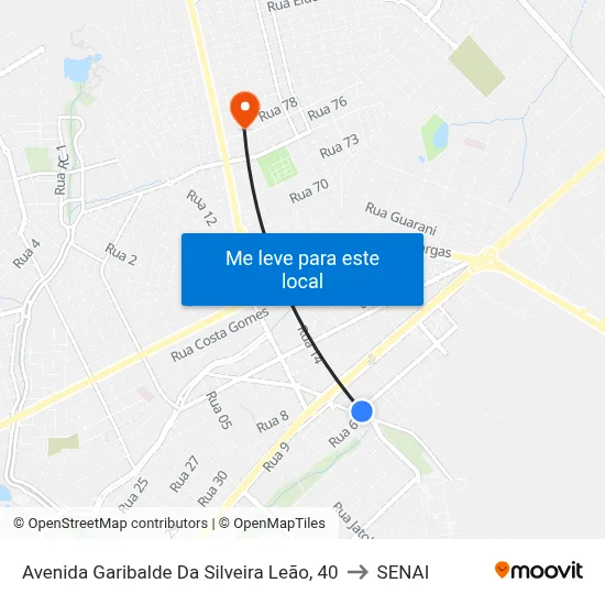 Avenida Garibalde Da Silveira Leão, 40 to SENAI map