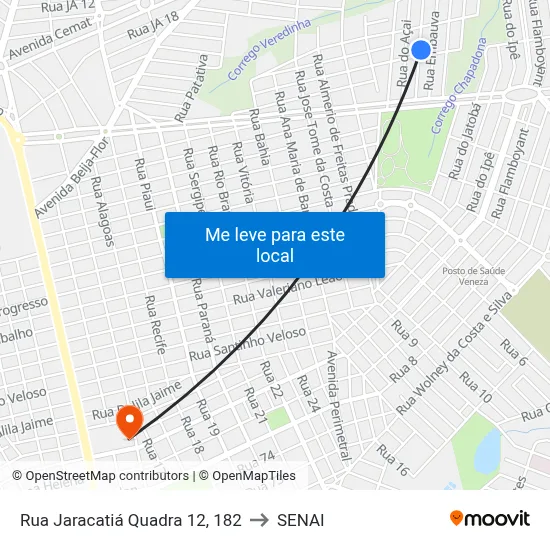 Rua Jaracatiá Quadra 12, 182 to SENAI map