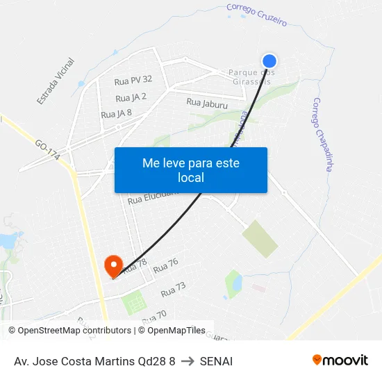 Av. Jose Costa Martins Qd28 8 to SENAI map