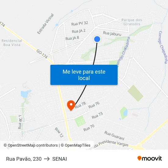 Rua Pavão, 230 to SENAI map