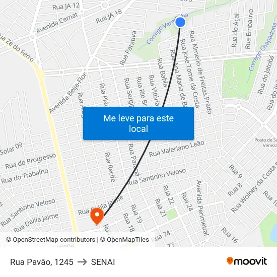 Rua Pavão, 1245 to SENAI map