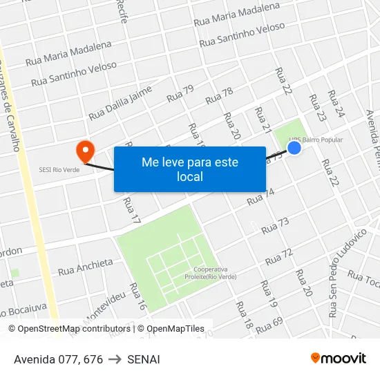 Avenida 077, 676 to SENAI map