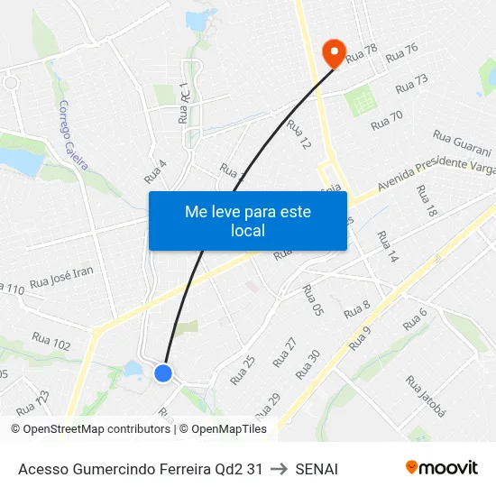 Acesso Gumercindo Ferreira Qd2 31 to SENAI map