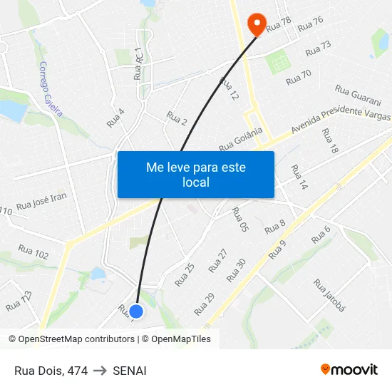 Rua Dois, 474 to SENAI map