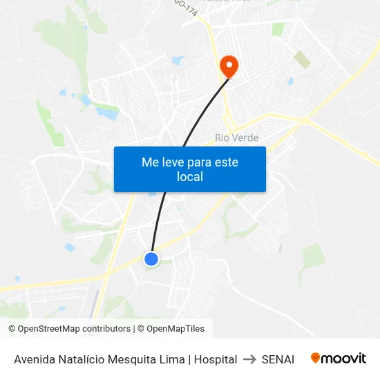 Avenida Natalício Mesquita Lima | Hospital to SENAI map