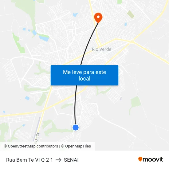 Rua Bem Te VI Q 2 1 to SENAI map