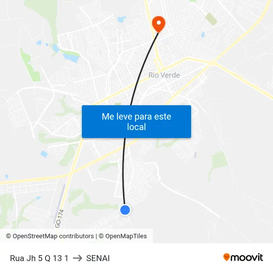 Rua Jh 5 Q 13 1 to SENAI map