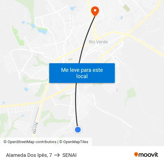 Alameda Dos Ipês, 7 to SENAI map