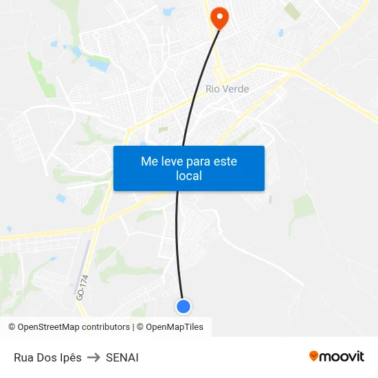 Rua Dos Ipês to SENAI map