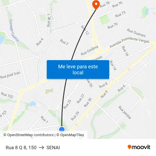 Rua 8 Q 8, 150 to SENAI map