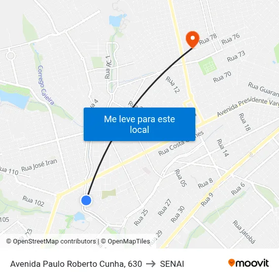 Avenida Paulo Roberto Cunha, 630 to SENAI map