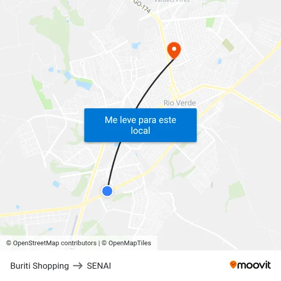 Buriti Shopping to SENAI map