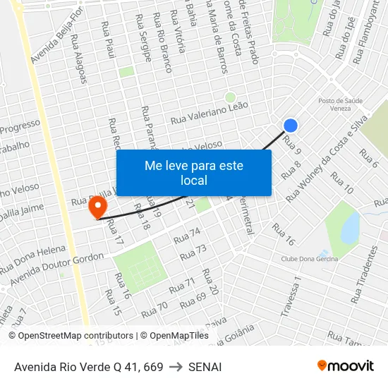Avenida Rio Verde Q 41, 669 to SENAI map