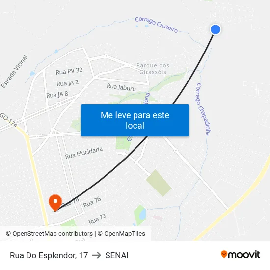 Rua Do Esplendor, 17 to SENAI map