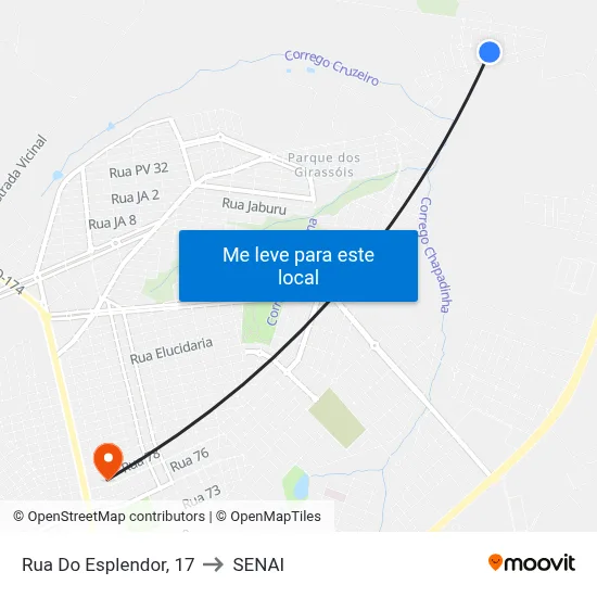 Rua Do Esplendor, 17 to SENAI map