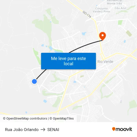 Rua João Orlando to SENAI map