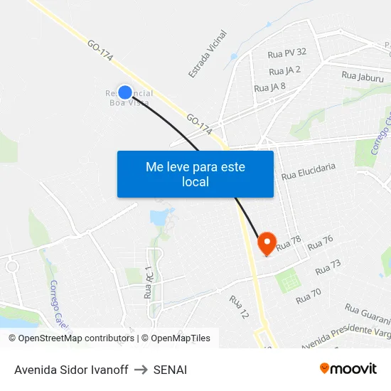 Avenida Sidor Ivanoff to SENAI map