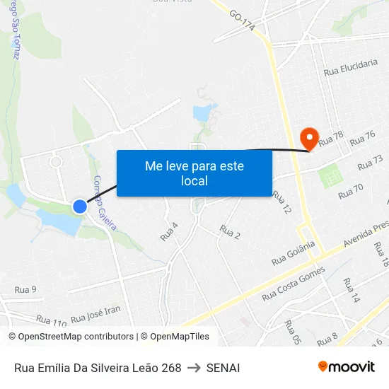 Rua Emília Da Silveira Leão 268 to SENAI map