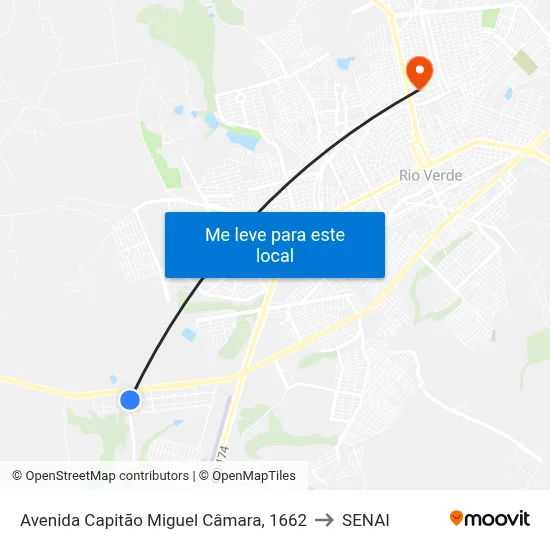 Avenida Capitão Miguel Câmara, 1662 to SENAI map