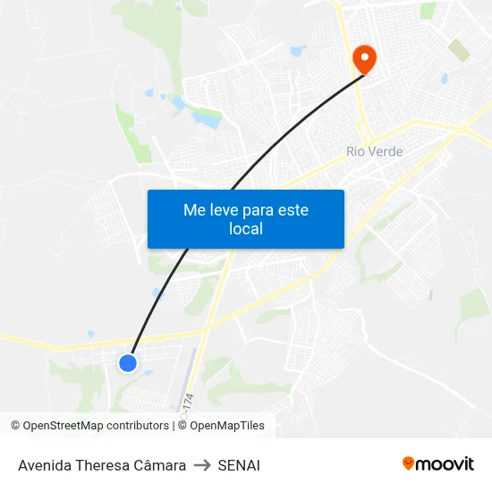 Avenida Theresa Câmara to SENAI map