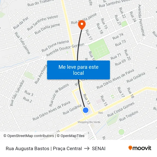Rua Augusta Bastos | Praça Central to SENAI map
